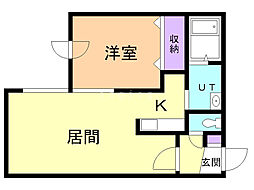 アーブル南平岸 1LDKの間取図画像
