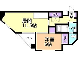 コーポエクセルショール 1LDKの間取図画像