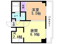 パークサイド月寒 1LDKの間取図画像