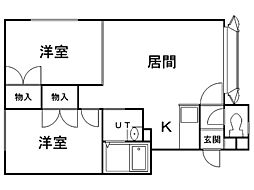 ルミエール豊平 2LDKの間取図画像