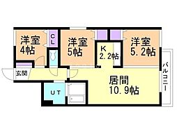 FOURSEASONS福住 3LDKの間取図画像