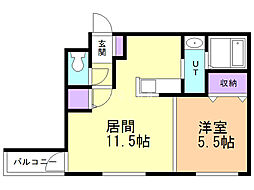 モルティーニ平岸 1LDKの間取図画像