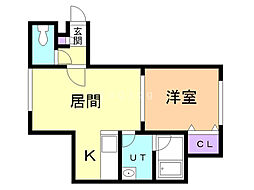 パークタウン中の島 1LDKの間取図画像