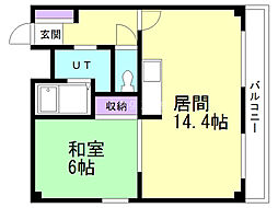 Lハイム豊平公園 1LDKの間取図画像