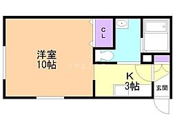 N43 1Kの間取図画像