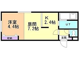 プリメーラ美園 1LDKの間取図画像