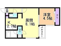 ル・カフェイエ 1LDKの間取図画像