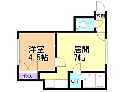 シャネル澄川 1DKの間取図画像