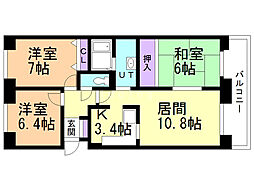 アイシティ真栄 3LDKの間取図画像