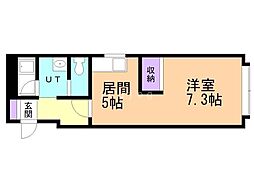 レステ・月寒 1DKの間取図画像