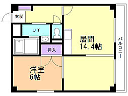 Lハイム豊平公園 1LDKの間取図画像