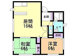 中のマンションD 2LDKの間取図画像