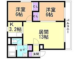 クレスト6・6 2LDKの間取図画像