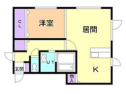 アンティリス平岸 1LDKの間取図画像