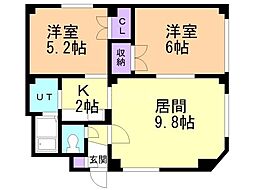 ハイツブローニュ 2LDKの間取図画像