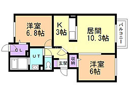 サンライズ3 2LDKの間取図画像