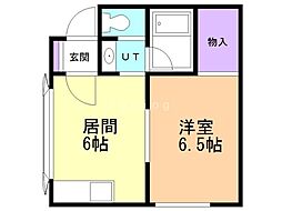 美園クラシック 1DKの間取図画像