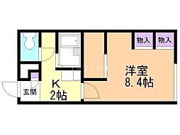 レオパレスオールドリバー清田 1Kの間取図画像