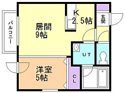 angelotHIRAGISHI 1LDKの間取図画像