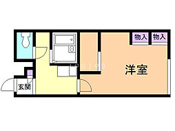 レオパレスリベェール1 1Kの間取図画像
