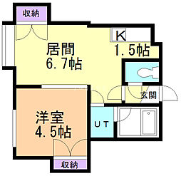 モアハウス 1LDKの間取図画像