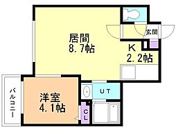 サンステージトヨヒラ3-3 1LDKの間取図画像
