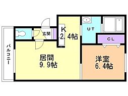 チュチュ・アプフェル 1LDKの間取図画像