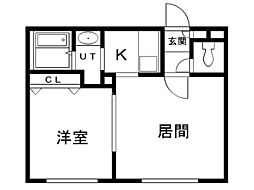 ポデュームH38 1LDKの間取図画像