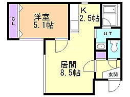 フロレゾン学園前 1LDKの間取図画像