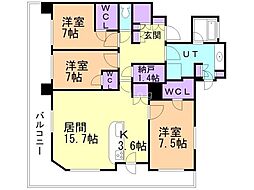 パークホームズ真駒内泉町 3SLDKの間取図画像