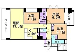 レーベン学園前AirResidence 3LDKの間取図画像