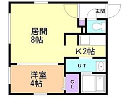 札幌平岸ラウンドスクエア 1LDKの間取図画像
