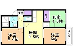 ファミール緑ヶ丘 3LDKの間取図画像