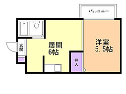 グランメール栗山 1DKの間取図画像