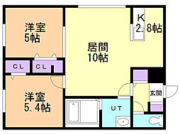 GARE中の島 2LDKの間取図画像