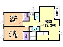 リーフガーデン藻岩1 2LDKの間取図画像
