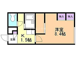 レオパレススカイヒル藻岩 1Kの間取図画像