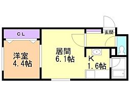 コムフォート南平岸 1LDKの間取図画像