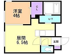 エクセル平岸A 1LDKの間取図画像