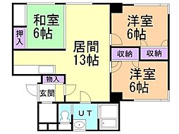 ロジェ真駒内2 3LDKの間取図画像