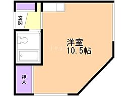 月寒パークハイツ 16 1階ワンルームの間取り