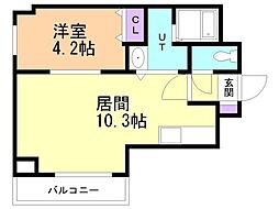 サンシャイン1-9 1LDKの間取図画像