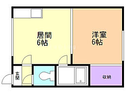 コーポ丹羽 1階1DKの間取り