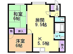ハイツ第2クラークヒル 2LDKの間取図画像
