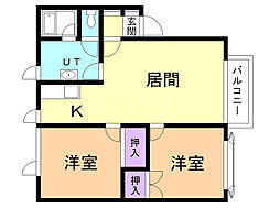 ハイムFU5 2LDKの間取図画像
