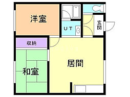 アルファ春日No.8 2LDKの間取図画像