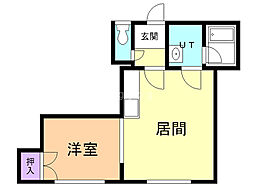 ニューハイツ丸友 1LDKの間取図画像