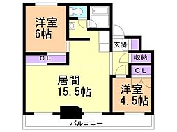 メープルバウム2号 2LDKの間取図画像