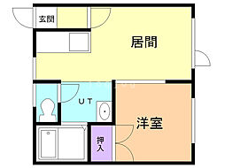 サンフロンテアタウンB 1DKの間取図画像