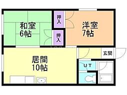 パールハイム 2LDKの間取図画像